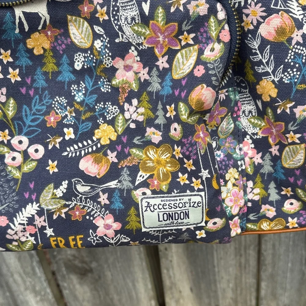 Accessorize London Floral Baby Bag - Multicolor with Brown Accents canvas
